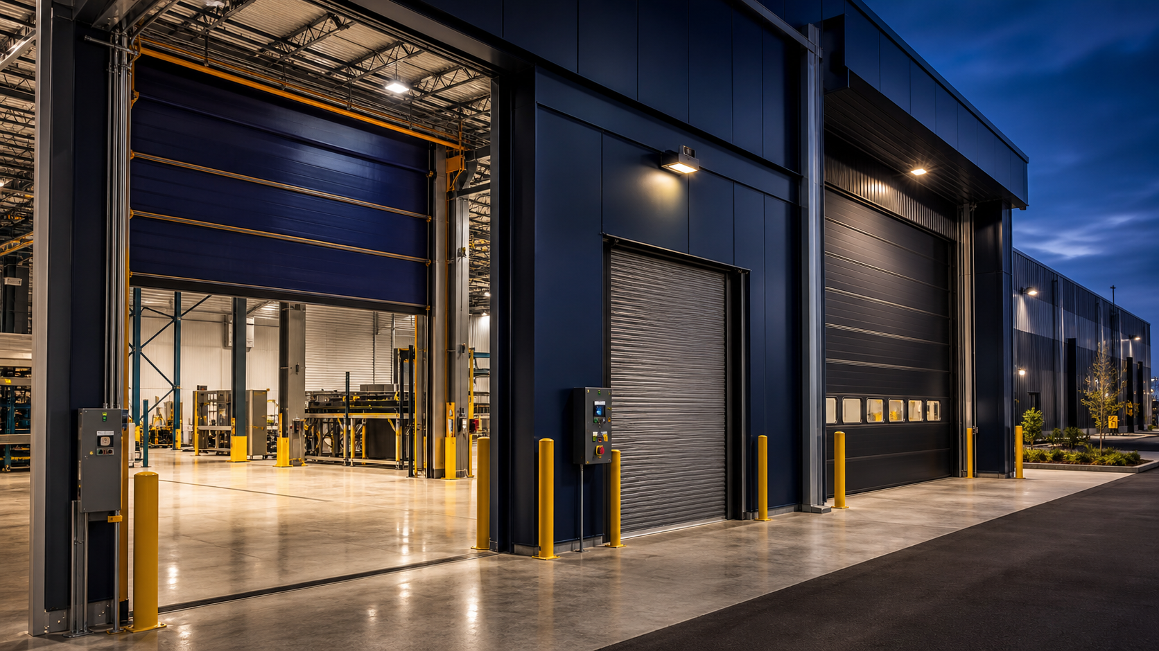 Industrial high-cycle, rolling steel, and sectional overhead door systems
